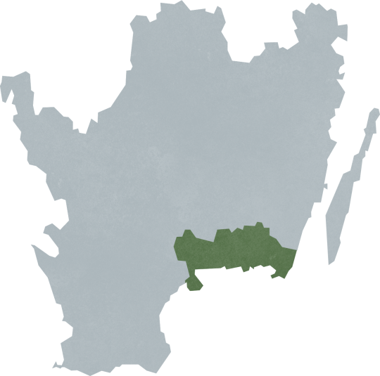 Blekinges placering i södra Sverige - Karta - Grafik