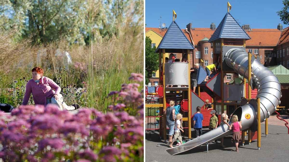 Fyra Årstiders Park och Riddarparken i Sölvesborg.