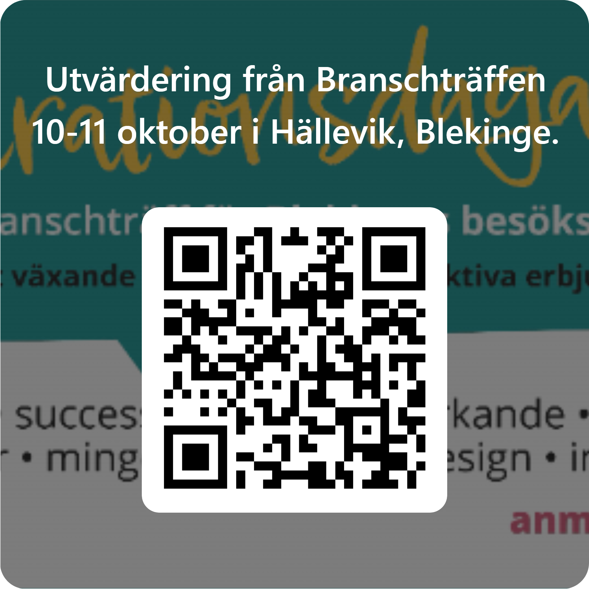 QR-kod för utvärdering av Blekinge besöksnärings branschträff oktober 2024