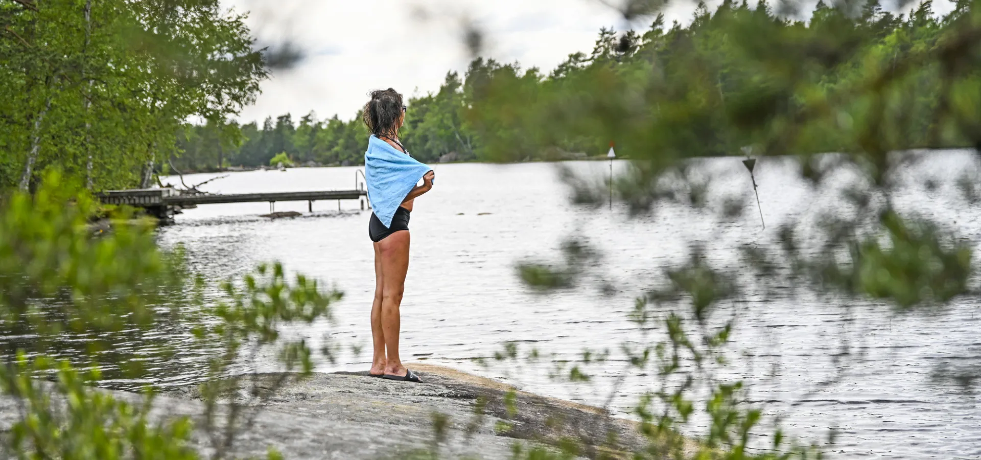 swimming in the lake