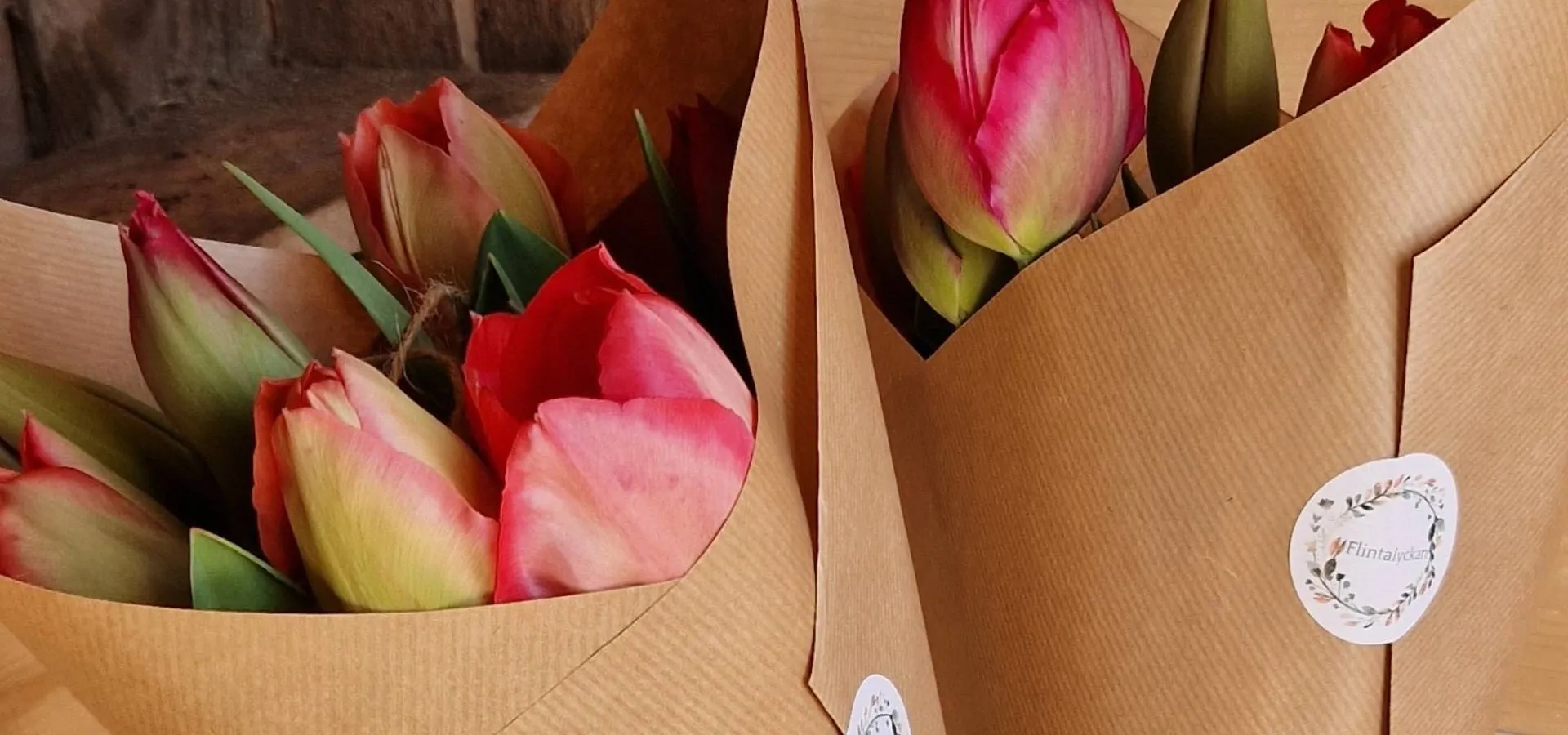 Tulpanbukett från Flintalyckans Blomster i Nogersund, Blekinge