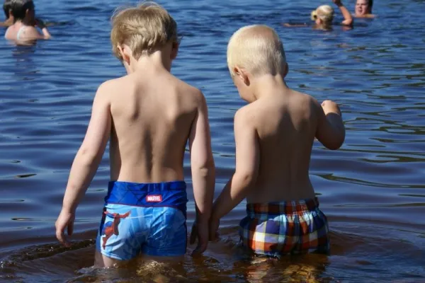 Children in the lake