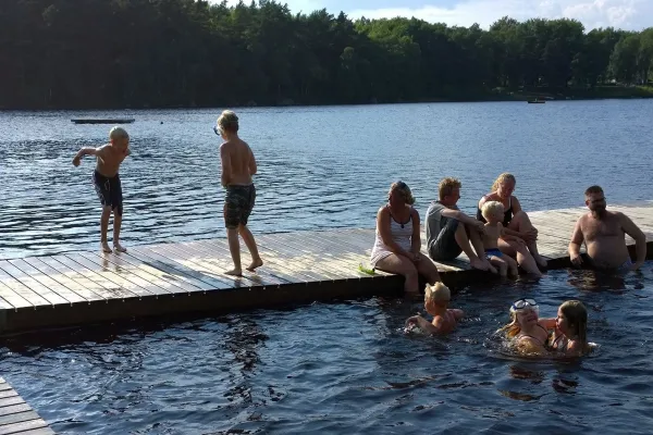 People on a jetty