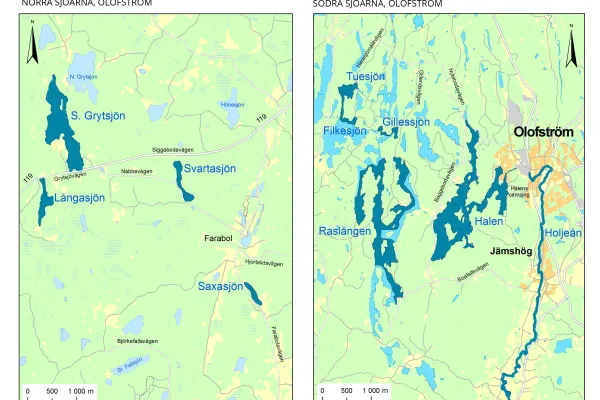 Översikt av sjöarna i Olofström