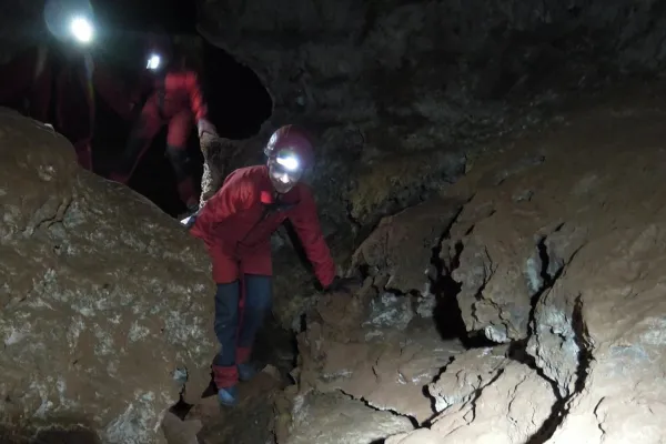 Climbing in caves